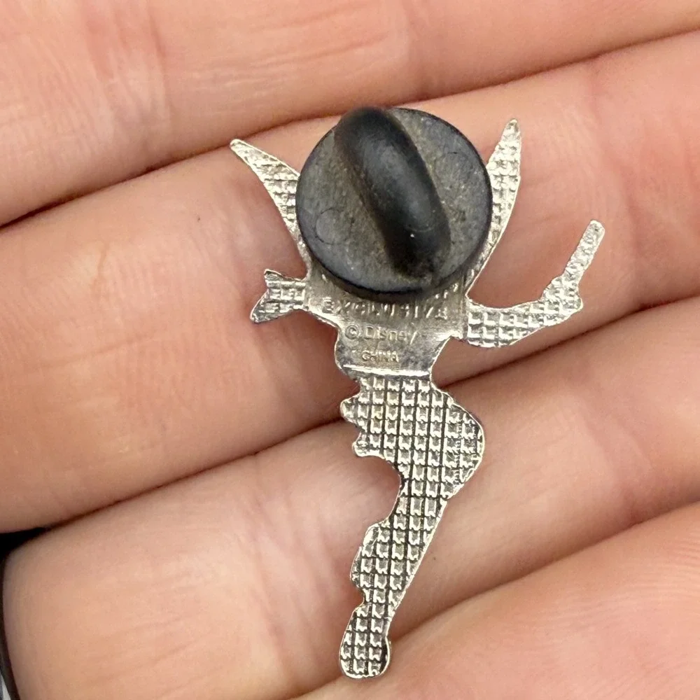 Vintage Disney Pin Tinkerbell Disneyland Resort Exclusive Silver Tone Glitter